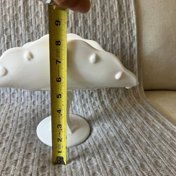 Vintage Milk Glass Banana Boat Pedestal Dish - Teardrop - Dot Pattern by Indiana - Picture 9 of 11
